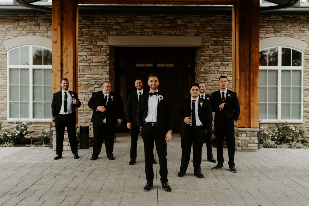 Groom and Groomsman Pictures, Estate at New Albany Fall Wedding