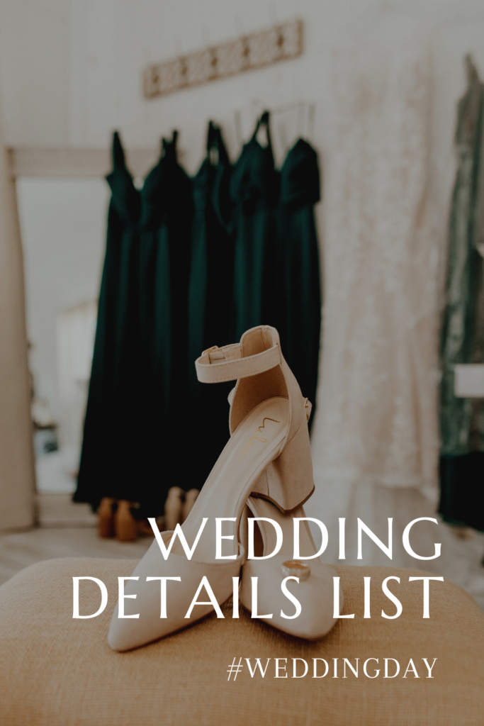 Wedding Details List for Wedding Day