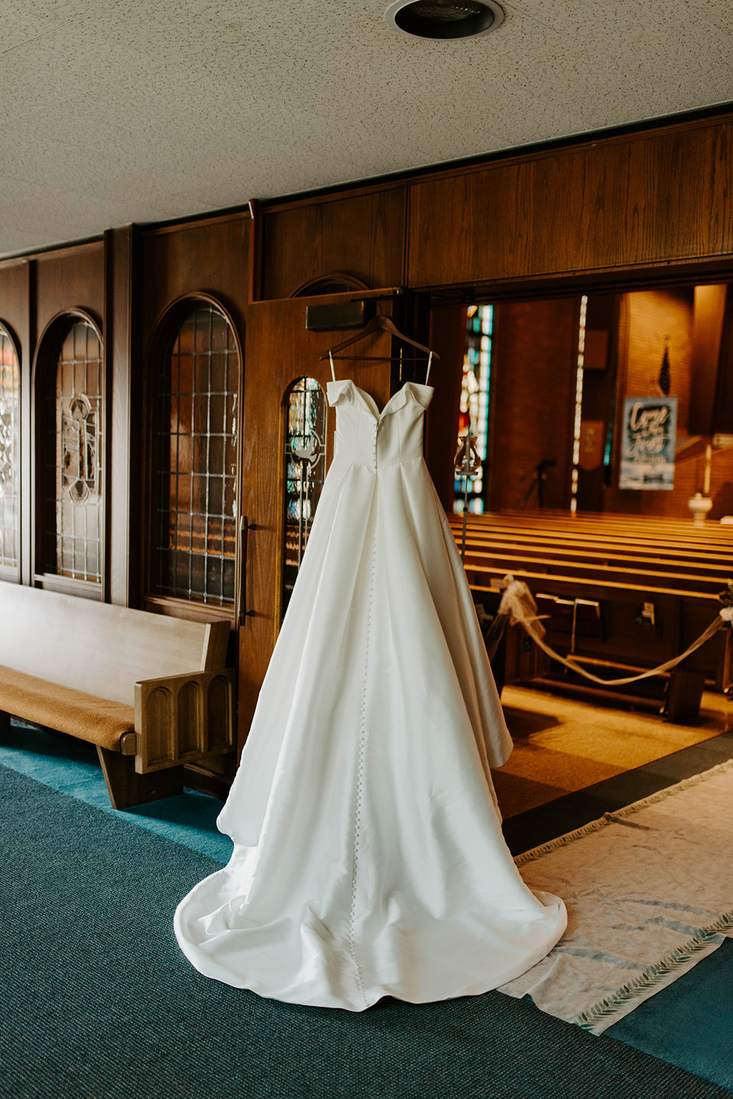 wedding gown in church